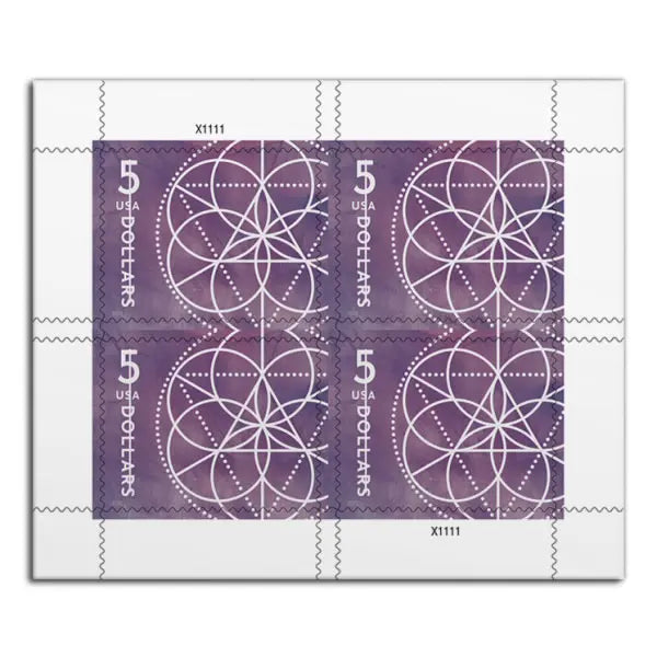 2022 $5 Floral Geometry Stamps Sheet of 4 1set=5Sheets  Was $73.00/set