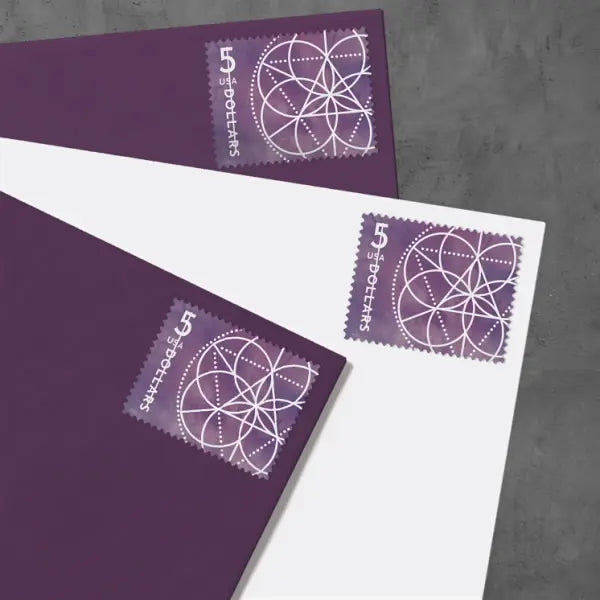 2022 $5 Floral Geometry Stamps, Sheet of 10 1set=5Sheets  Was $73.00/set