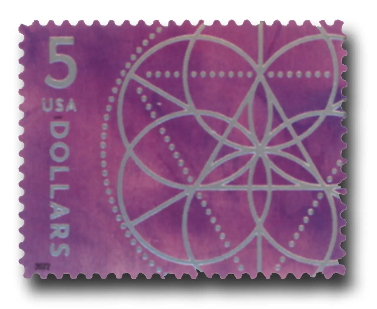 2022 $5 Floral Geometry Stamps Sheet of 4 1set=5Sheets  Was $73.00/set