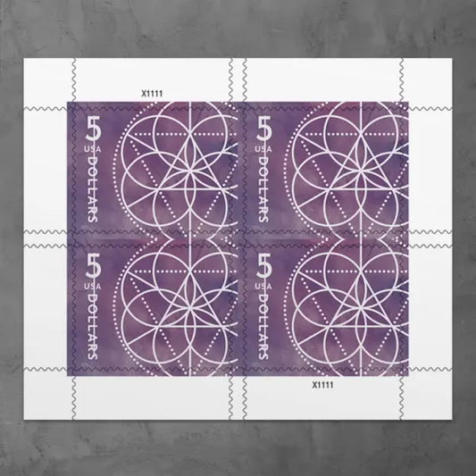 2022 $5 Floral Geometry Stamps, Sheet of 10 1set=5Sheets  Was $73.00/set
