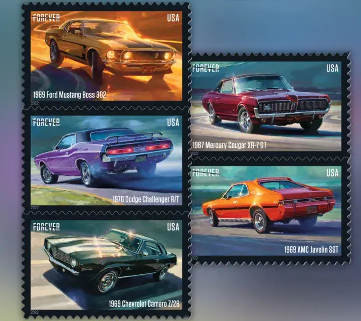 2022 USPS Pony Cars Stamps 1set=5Sheets  Was $73.00/set