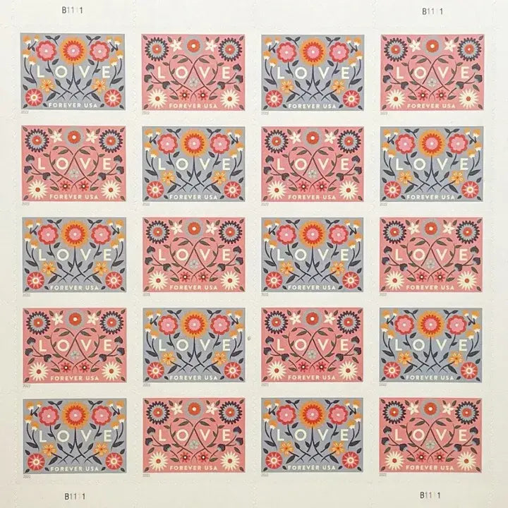 2022 Love Forever Stamps 1set=5Sheets  Was $73.00/set