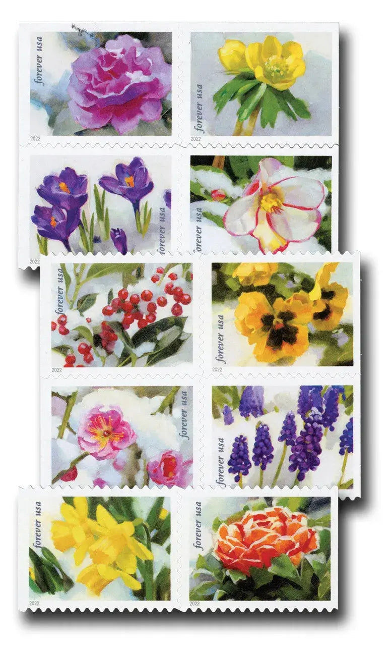 2022 USPS Snowy Garden Beauty Forever Postage Stamps 1set=5Sheets  Was $73.00/set