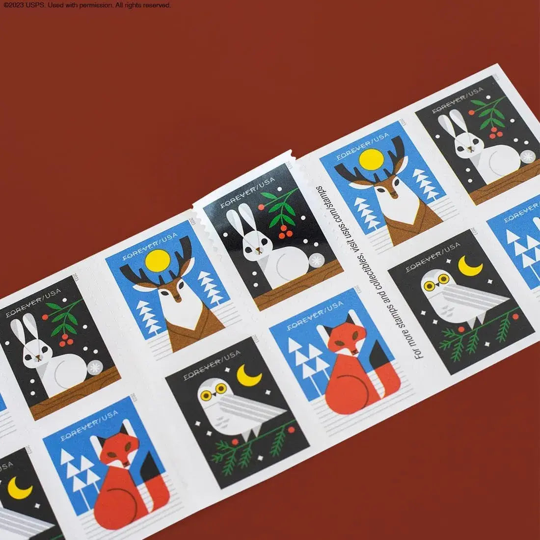2023 Winter Woodland Animals Forever Postage Stamps 1set=5Sheets  Was $73.00/set