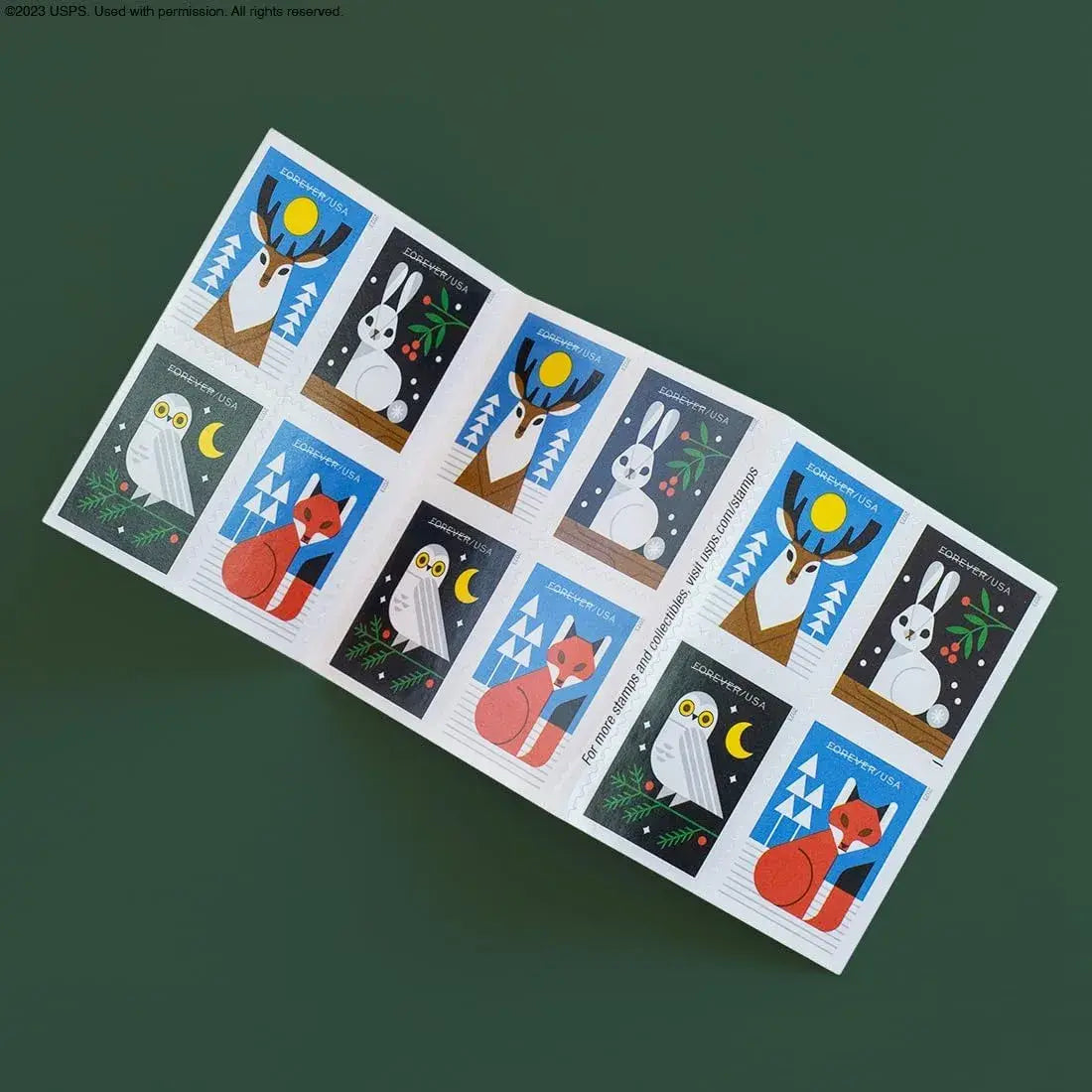 2023 Winter Woodland Animals Forever Postage Stamps 1set=5Sheets  Was $73.00/set