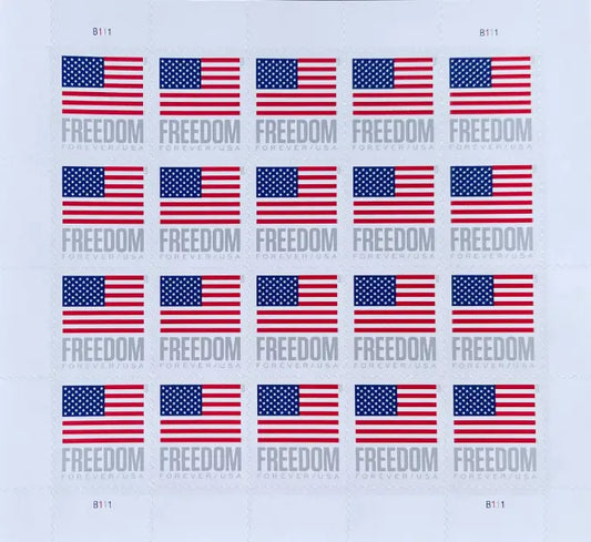Freedom Flag 2023 USPS Forever Postage Stamp 1 Sheet of 20 1set=5Sheets  Was $73.00/set