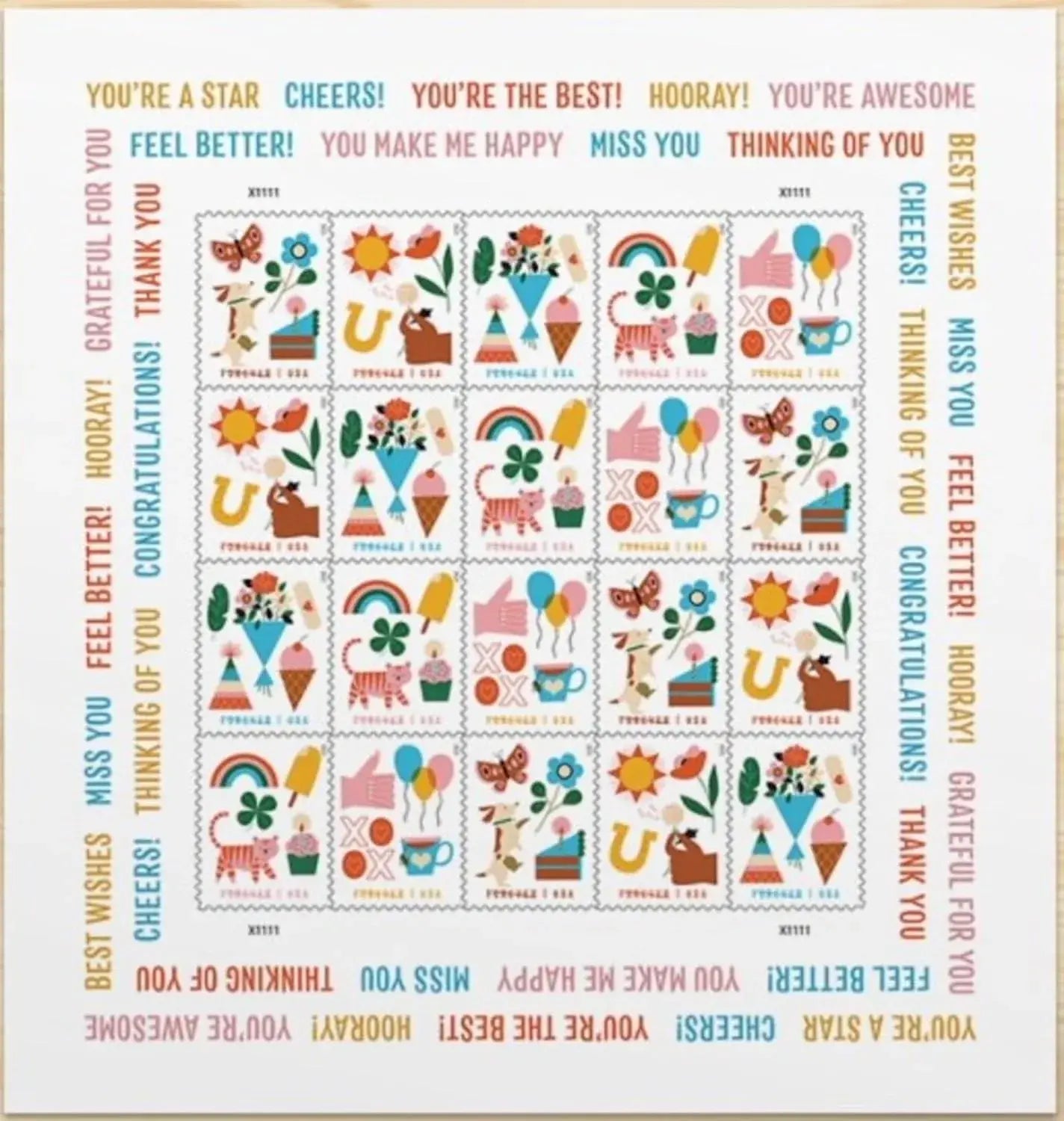 2023 Thinking of You Postage Forever Stamp US First Class Letter Card 1set=5Sheets  Was $73.00/set