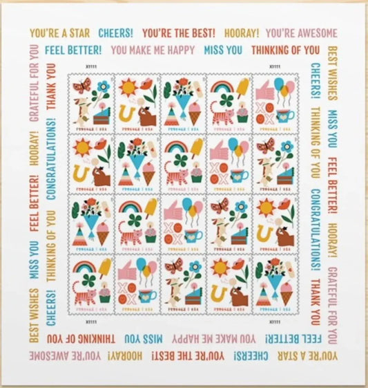 2023 Thinking of You Postage Forever Stamp US First Class Letter Card 1set=5Sheets  Was $73.00/set