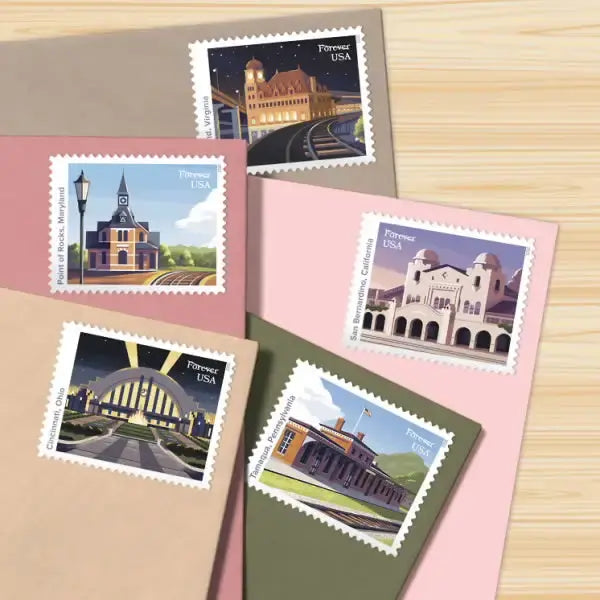 2023 US Railroad Stations Stamps 1set=5Sheets  Was $73.00/set