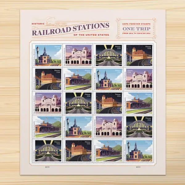 2023 US Railroad Stations Stamps 1set=5Sheets  Was $73.00/set