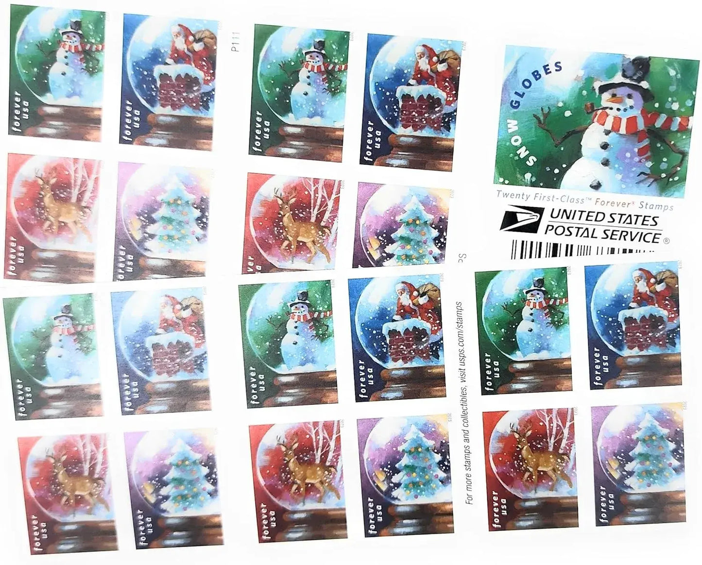 2023 US Snow Globes Booklet Stamps 1set=5Sheets  Was $73.00/set