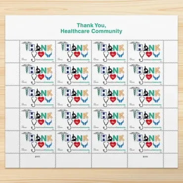 2024 Thank You, Healthcare CommunityStamps, Sheet of 20 Forever 1set=5Sheets  Was $73.00/set