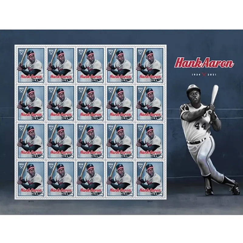 2024 Hank Aaron Forever Stamps, Sheet of 20 1set=5Sheets  Was $73.00/set