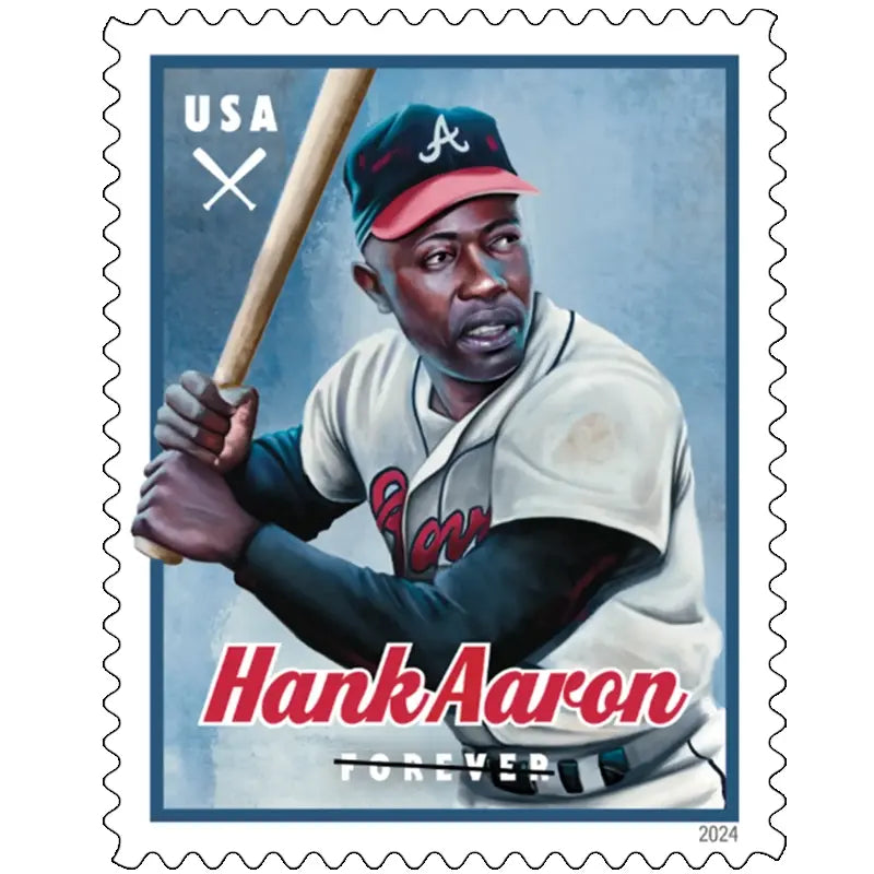 2024 Hank Aaron Forever Stamps, Sheet of 20 1set=5Sheets  Was $73.00/set