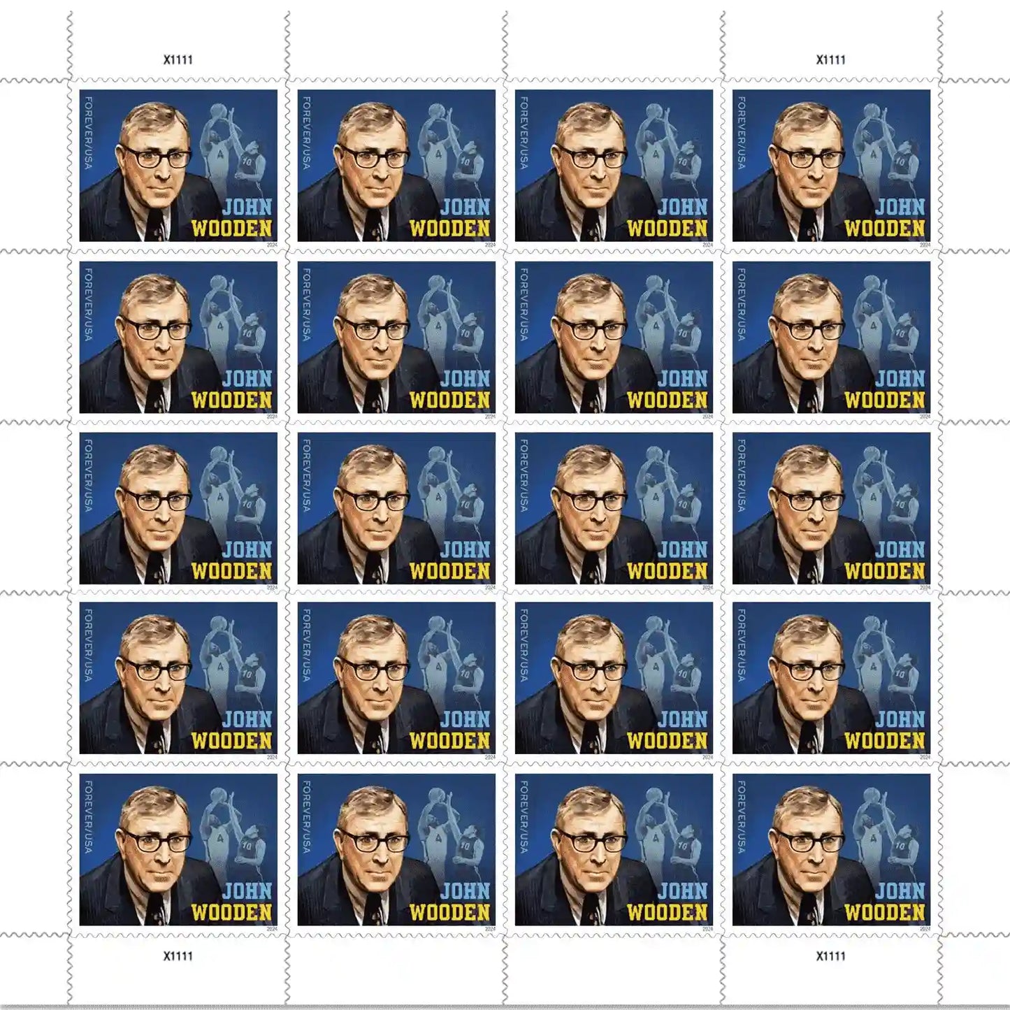 2024 U.S Forever Stamps - John Wooden 1set=5Sheets  Was $73.00/set