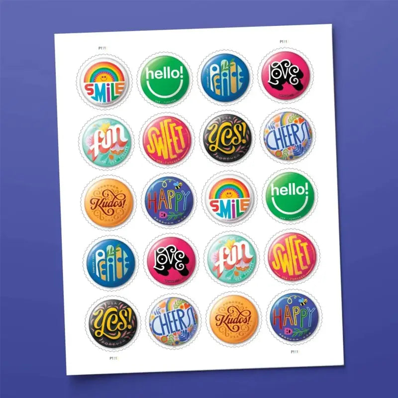 2024 Pinback Buttons Forever Stamps,Sheet of 20 1set=5Sheets  Was $73.00/set