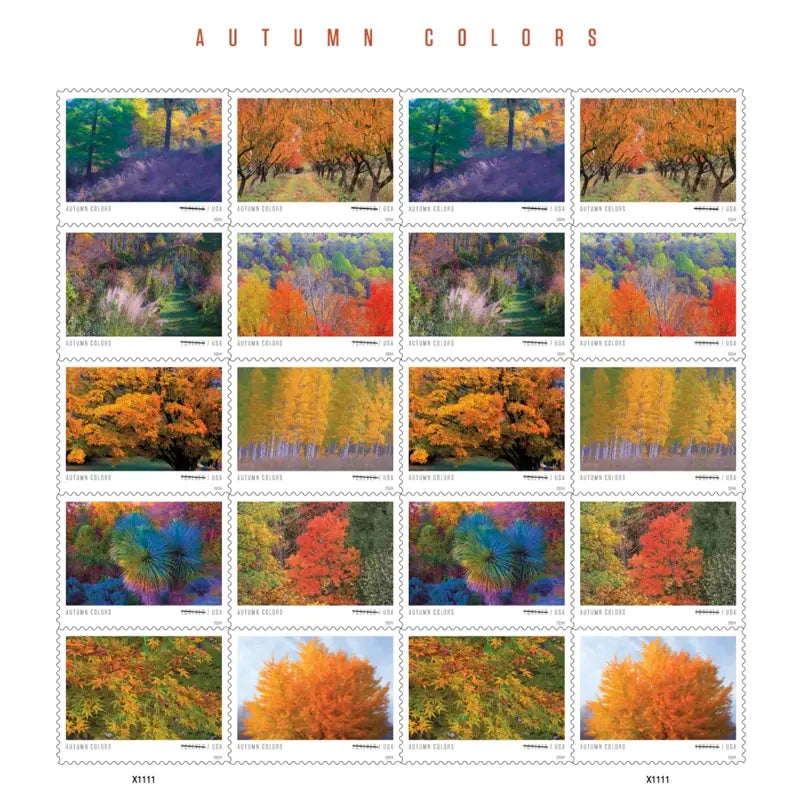 2024 USPS Autumn Colors Forever Stamps (Sheet of 20) 1set=5Sheets  Was $73.00/set