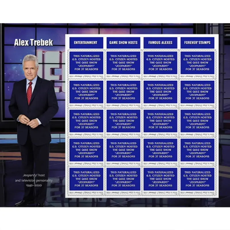 2024 US Alex Trebek Forever Stamps, Sheet of 20 1set=5Sheets  Was $73.00/set