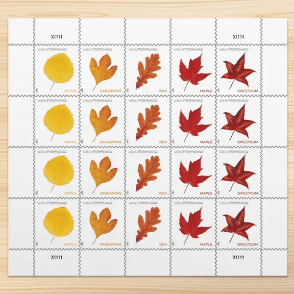 2025 Vibrant Leaves Postcard Stamps Sheet of 20 1set=5Sheets  Was $73.00/set