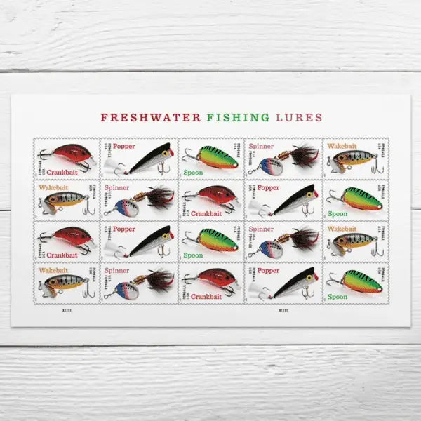 2025 Freshwater Fishing Lures Stamps Sheet of 20 1set=5Sheets  Was $73.00/set