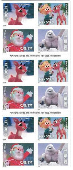 2014 USPS Rudolph the Red-Nosed Reindeer Forever Stamps 1set=5Sheets Was $73.00/set - stampworldstore