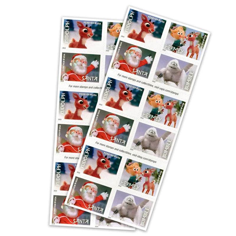 2014 USPS Rudolph the Red-Nosed Reindeer Forever Stamps 1set=5Sheets Was $73.00/set - stampworldstore