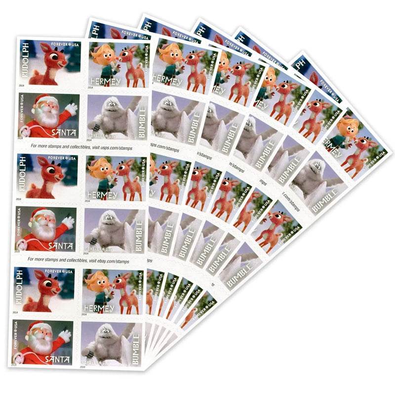 2014 USPS Rudolph the Red-Nosed Reindeer Forever Stamps 1set=5Sheets Was $73.00/set - stampworldstore